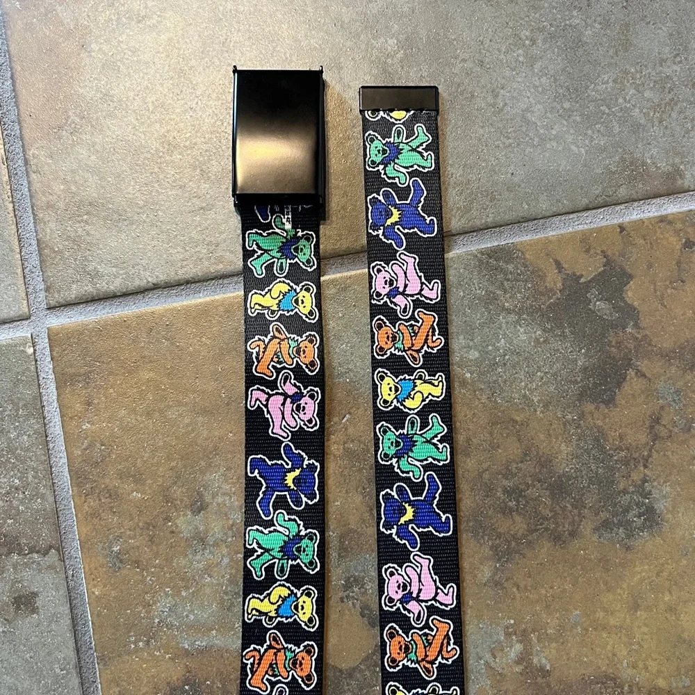 NWOT Colorful dancing bear greatfull dead pattern Belt adjustable size
